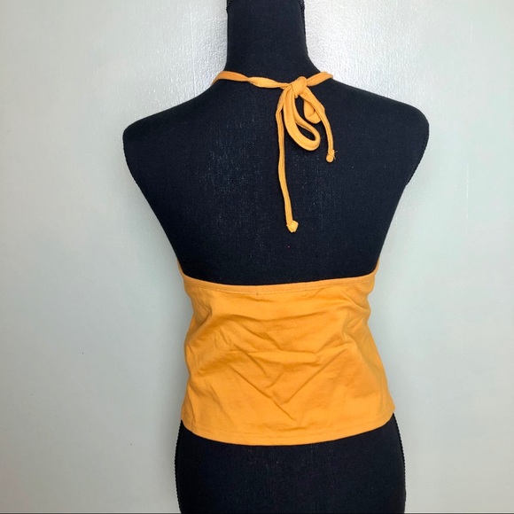 Adorable orange gold halter top with stripe accent - Picture 4 of 4